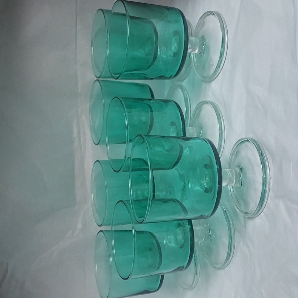 Crystal D'arquest Durand Cavalier Cordial Glasses Set of 8 Made in France,Green